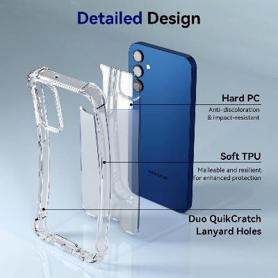 Picture of Samsung Galaxy A15 Silicone Clear Case Soft Flexible TPU Rubber Bumper Shockproof Corners Transparent Clear Back Cover