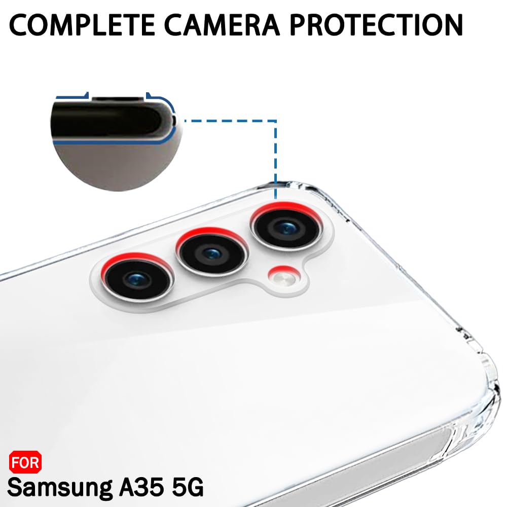 Picture of Samsung Galaxy A35 Silicone Clear Case Soft Flexible TPU Rubber Bumper Shockproof Corners Transparent Clear Back Cover