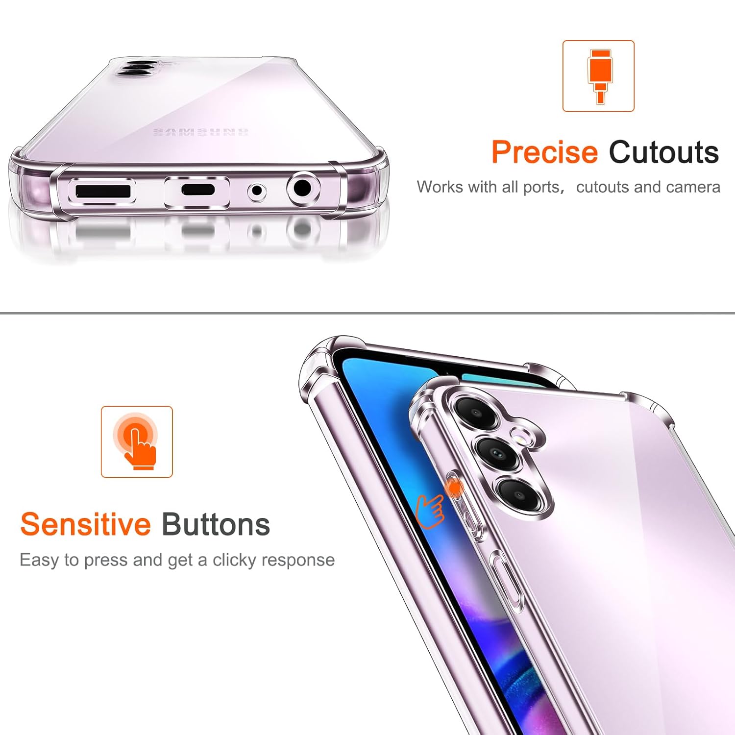 Picture of Samsung Galaxy A36 Silicone Clear Case Soft Flexible TPU Rubber Bumper Shockproof Corners Transparent Clear Back Cover