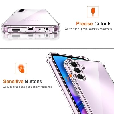 Picture of Samsung Galaxy A36 Silicone Clear Case Soft Flexible TPU Rubber Bumper Shockproof Corners Transparent Clear Back Cover