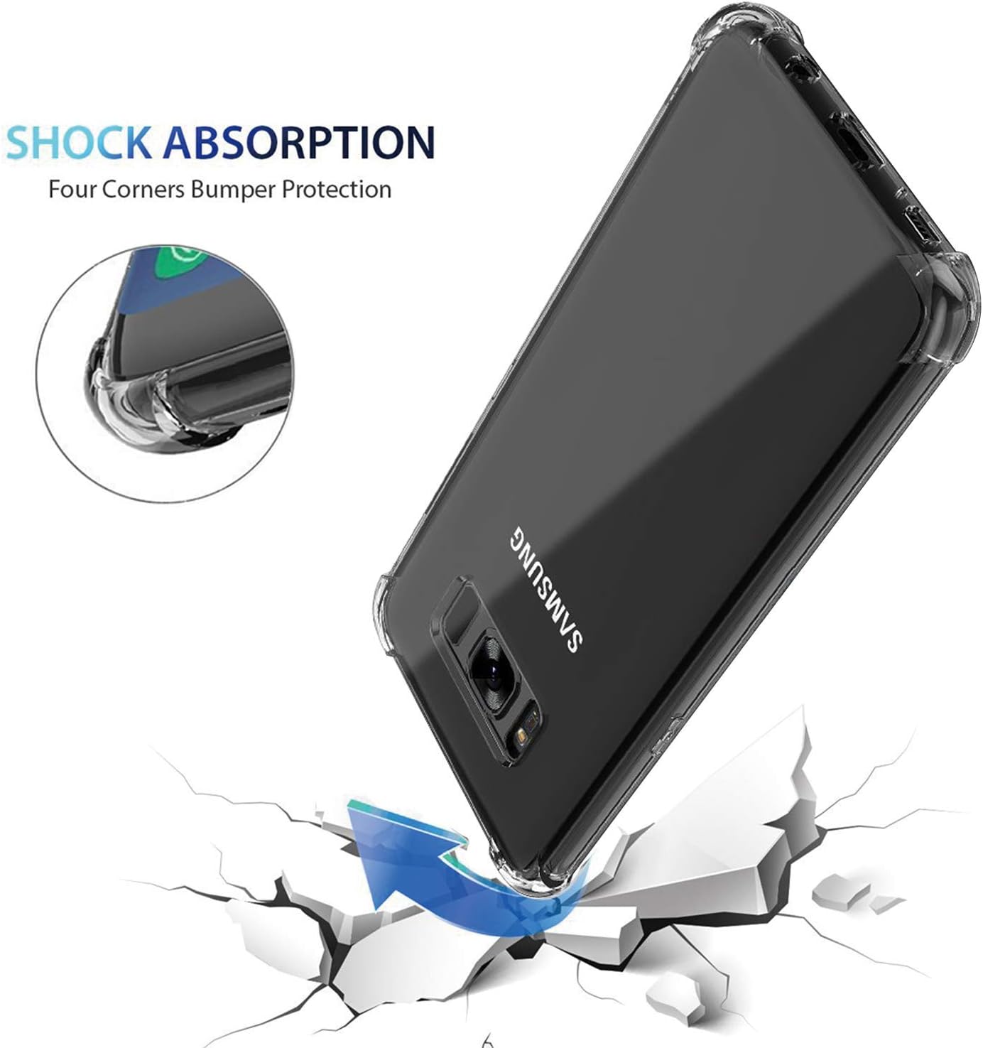 Picture of Samsung Galaxy S8+ / Samsung Galaxy S8 Plus Silicone Clear Case Soft Flexible TPU Rubber Bumper Shockproof Corners Transparent Clear Back Cover
