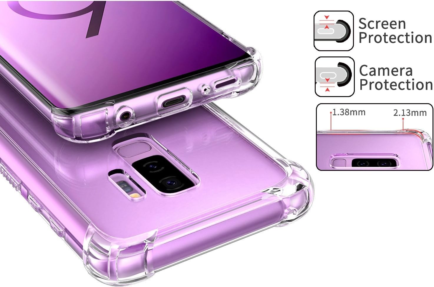 Picture of Samsung Galaxy S9 Silicone Clear Case Soft Flexible TPU Rubber Bumper Shockproof Corners Transparent Clear Back Cover