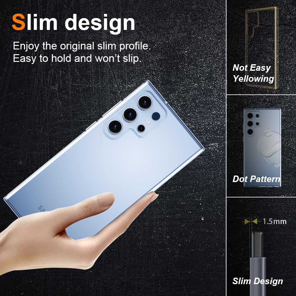 Picture of Samsung Galaxy S23 Ultra 5G Silicone Clear Case Soft Flexible TPU Rubber Bumper Shockproof Corners Transparent Clear Back Cover