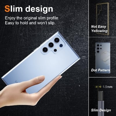 Picture of Samsung Galaxy S23 Ultra 5G Silicone Clear Case Soft Flexible TPU Rubber Bumper Shockproof Corners Transparent Clear Back Cover