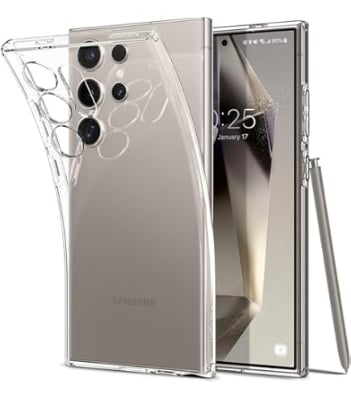 Picture of Samsung Galaxy S24 Ultra 5G Silicone Clear Case Soft Flexible TPU Rubber Bumper Shockproof Corners Transparent Clear Back Cover