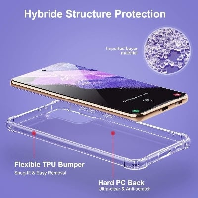 Picture of Samsung Galaxy S21+ / Samsung Galaxy S21 Plus Silicone Clear Case Soft Flexible TPU Rubber Bumper Shockproof Corners Transparent Clear Back Cover
