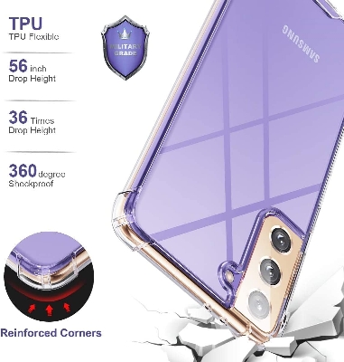 Picture of Samsung Galaxy S21+ / Samsung Galaxy S21 Plus Silicone Clear Case Soft Flexible TPU Rubber Bumper Shockproof Corners Transparent Clear Back Cover