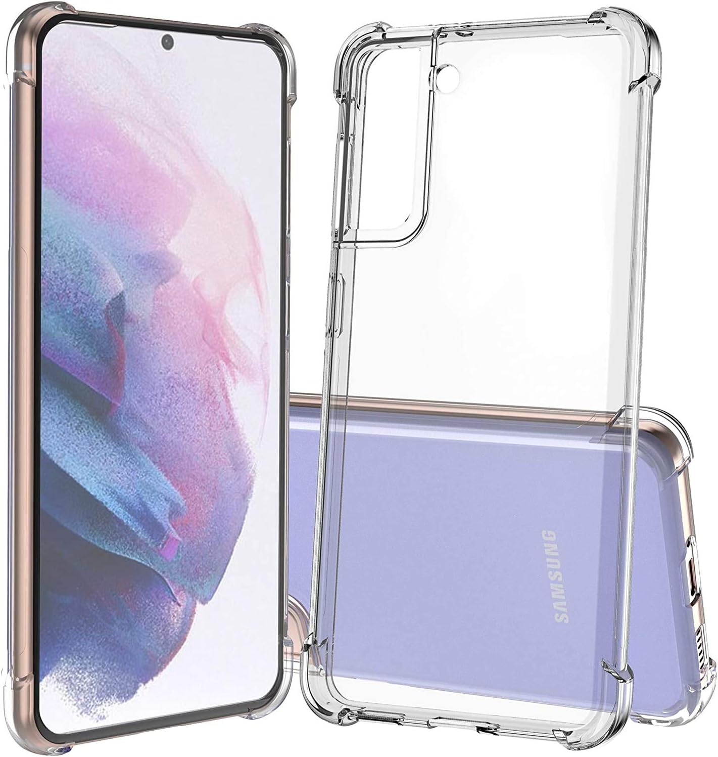 Picture of Samsung Galaxy S21 Silicone Clear Case Soft Flexible TPU Rubber Bumper Shockproof Corners Transparent Clear Back Cover