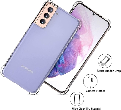 Picture of Samsung Galaxy S21 Silicone Clear Case Soft Flexible TPU Rubber Bumper Shockproof Corners Transparent Clear Back Cover
