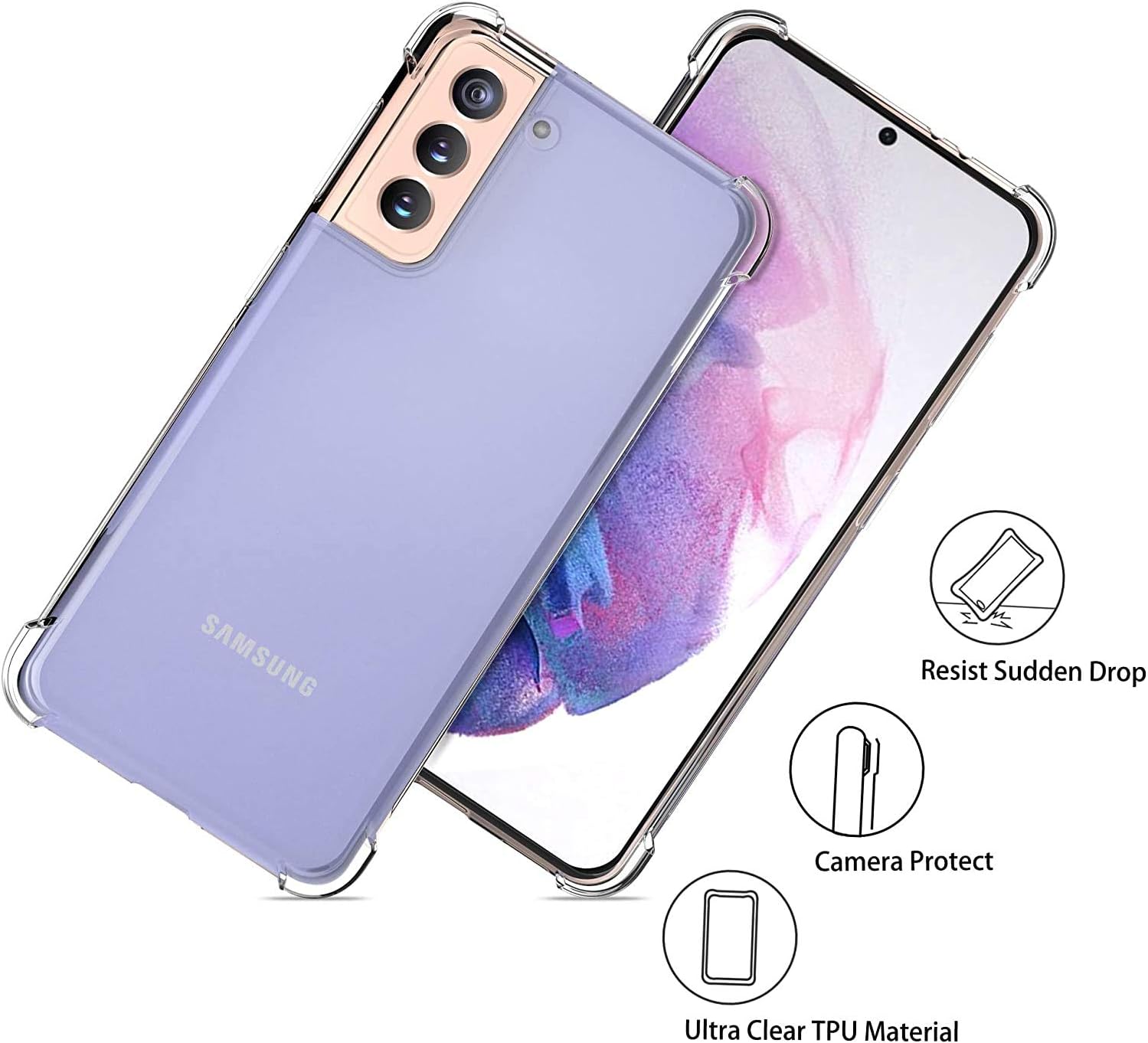 Picture of Samsung Galaxy S21 FE Silicone Clear Case Soft Flexible TPU Rubber Bumper Shockproof Corners Transparent Clear Back Cover