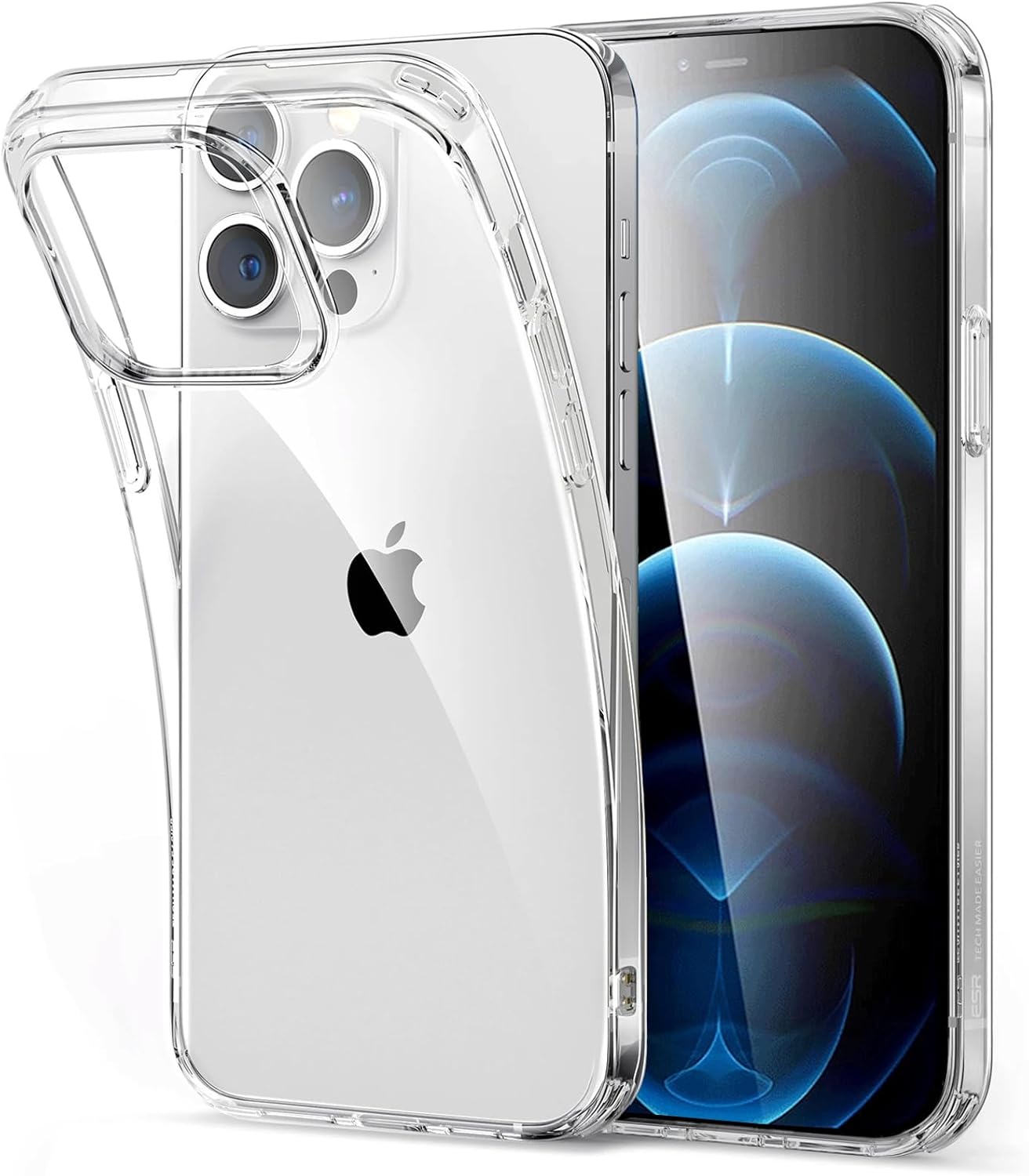 Picture of Apple iPhone 12 Pro Silicone Clear Case Soft Flexible TPU Rubber Bumper Shockproof Corners Transparent Clear Back Cover