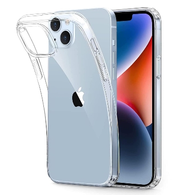 Picture of Apple iPhone 14 Plus Silicone Clear Case Soft Flexible TPU Rubber Bumper Shockproof Corners Transparent Clear Back Cover