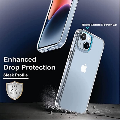 Picture of Apple iPhone 14 Plus Silicone Clear Case Soft Flexible TPU Rubber Bumper Shockproof Corners Transparent Clear Back Cover