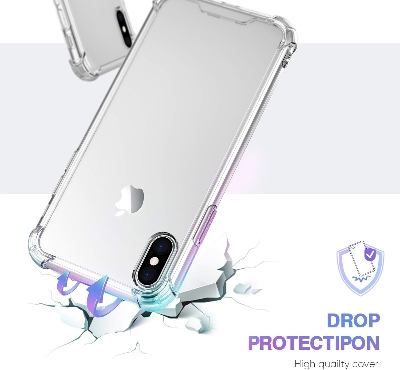 Picture of Apple iPhone Xs Silicone Clear Case Soft Flexible TPU Rubber Bumper Shockproof Corners Transparent Clear Back Cover