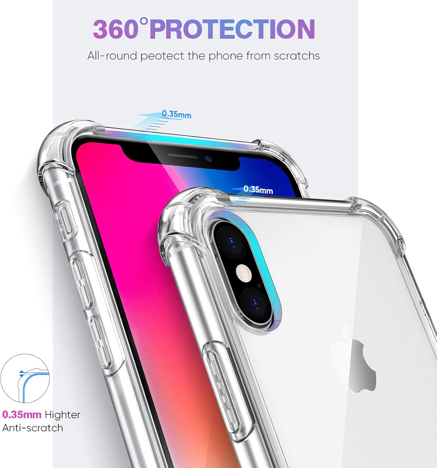 Picture of Apple iPhone Xs Silicone Clear Case Soft Flexible TPU Rubber Bumper Shockproof Corners Transparent Clear Back Cover