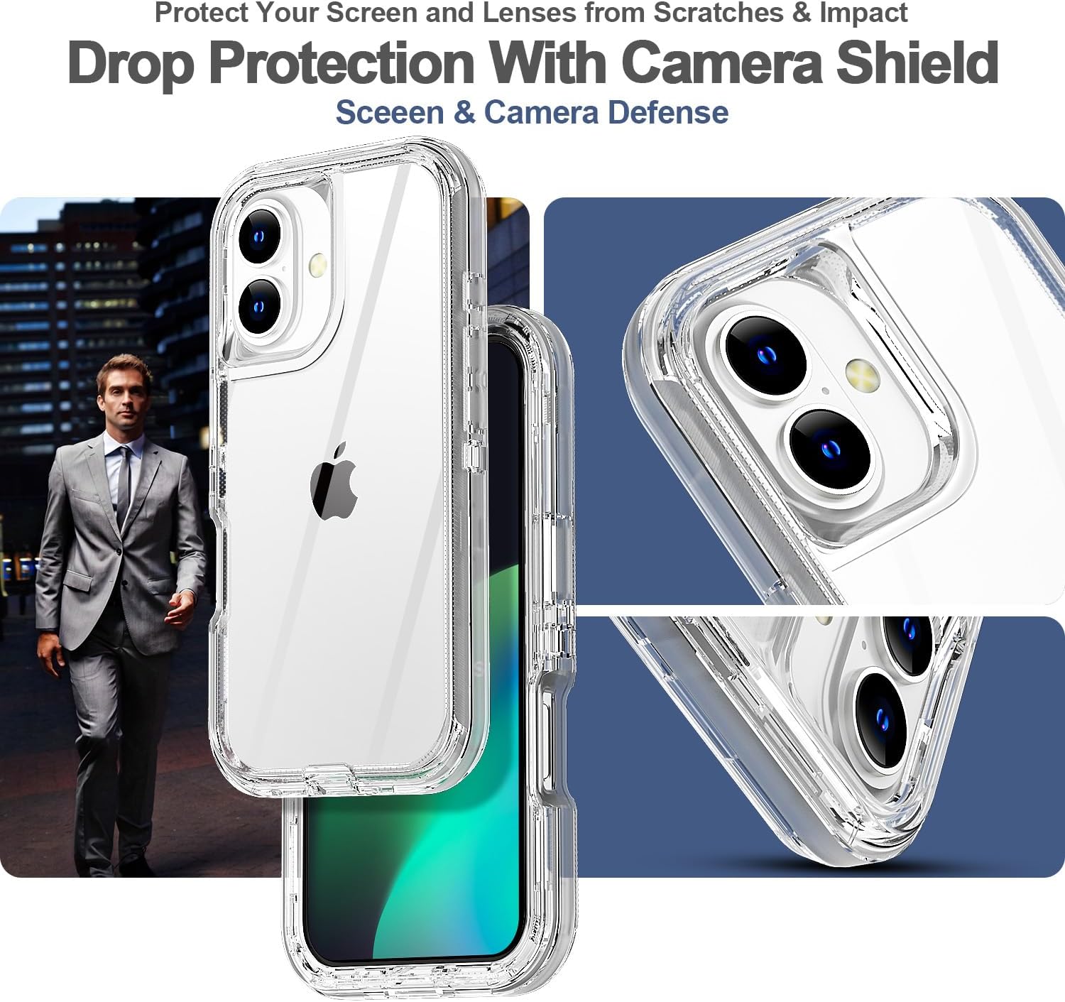Picture of Apple iPhone 16 Plus Silicone Clear Case Soft Flexible TPU Rubber Bumper Shockproof Corners Transparent Clear Back Cover