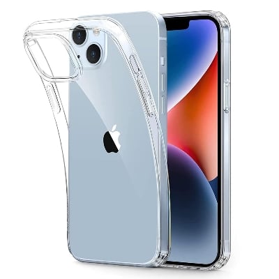 Picture of Apple iPhone 14 Silicone Clear Case Soft Flexible TPU Rubber Bumper Shockproof Corners Transparent Clear Back Cover