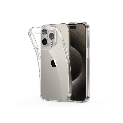 Picture of Apple iPhone 15 Pro Max Silicone Clear Case Soft Flexible TPU Rubber Bumper Shockproof Corners Transparent Clear Back Cover
