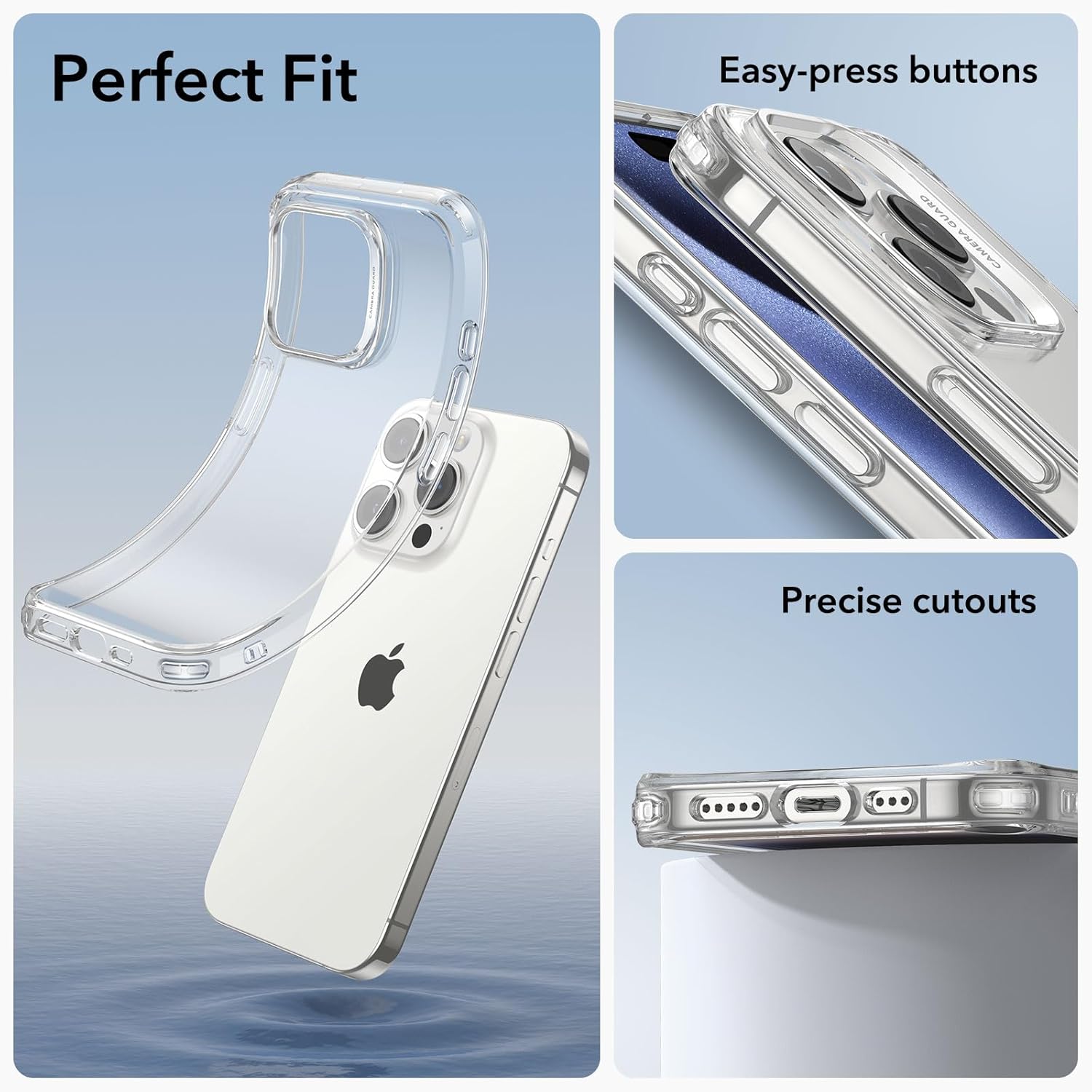 Picture of Apple iPhone 15 Pro Max Silicone Clear Case Soft Flexible TPU Rubber Bumper Shockproof Corners Transparent Clear Back Cover