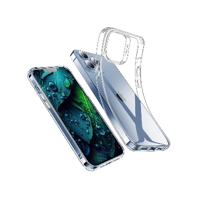 Picture of Apple iPhone 13 Pro Silicone Clear Case Soft Flexible TPU Rubber Bumper Shockproof Corners Transparent Clear Back Cover