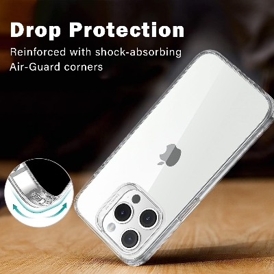 Picture of Apple iPhone 13 Pro Silicone Clear Case Soft Flexible TPU Rubber Bumper Shockproof Corners Transparent Clear Back Cover