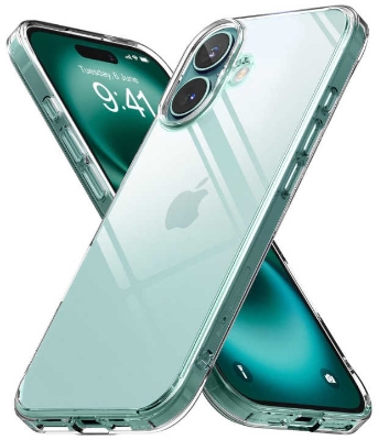 Picture of Apple iPhone 16 Silicone Clear Case Soft Flexible TPU Rubber Bumper Shockproof Corners Transparent Clear Back Cover