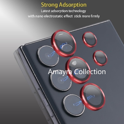 Picture of Samsung Galaxy S25 Ultra 5G 5-PCS Ring Camera Lens Protector 360 Degree Protection Camera Aluminium with Tempered Glass (Titanium Red)