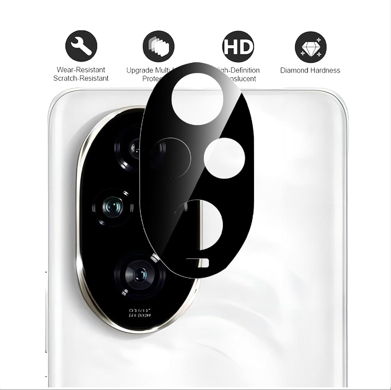 Picture of Honor 200 Pro 5G Back 9H Full Camera Lens Protector Rear 9H 3D Camera Lens Protector,Upgraded HD,Clear Scratch Resistant [With Photo Friendly Flash Cut]