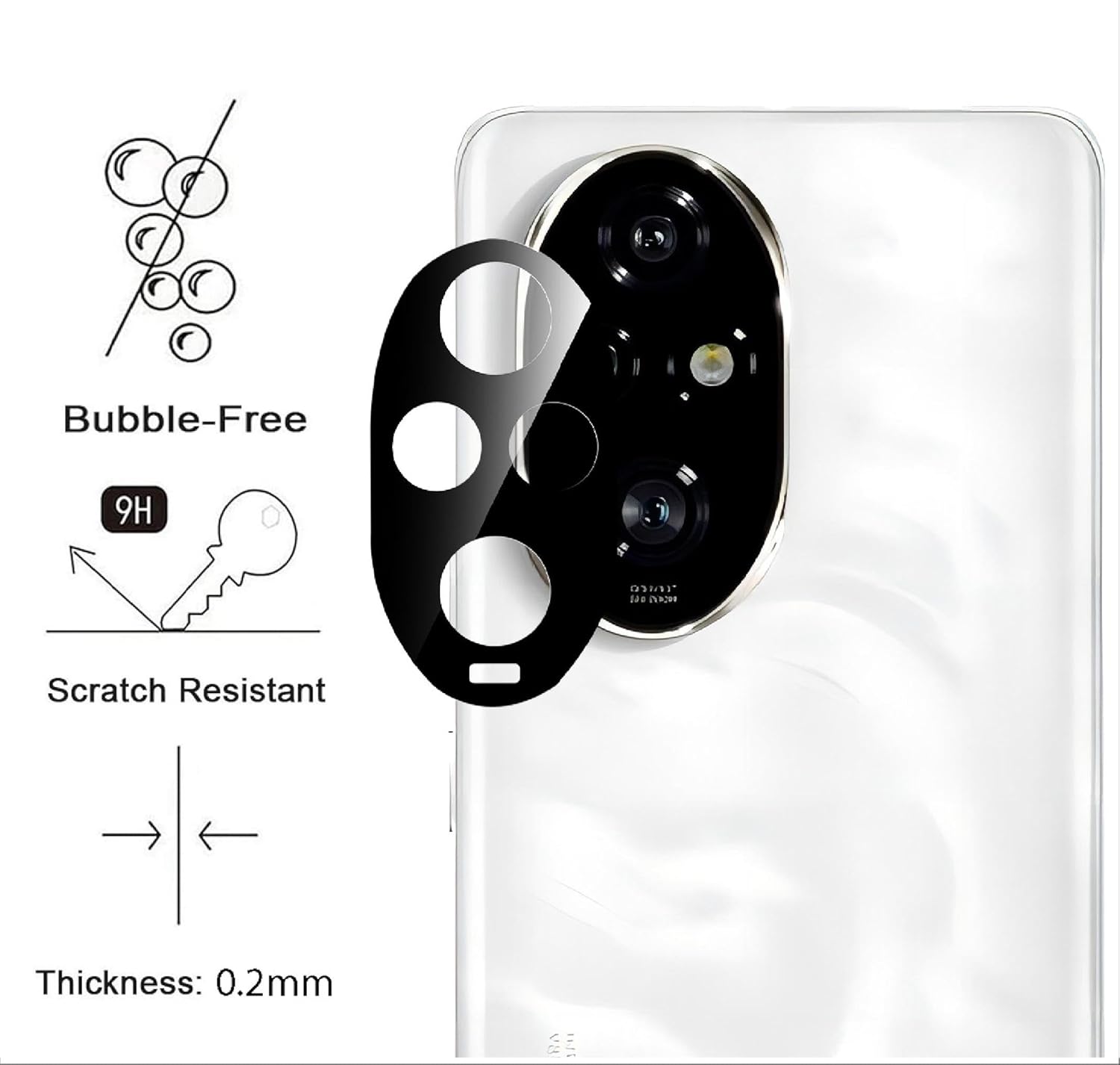 Picture of Honor 200 Pro 5G Back 9H Full Camera Lens Protector Rear 9H 3D Camera Lens Protector,Upgraded HD,Clear Scratch Resistant [With Photo Friendly Flash Cut]
