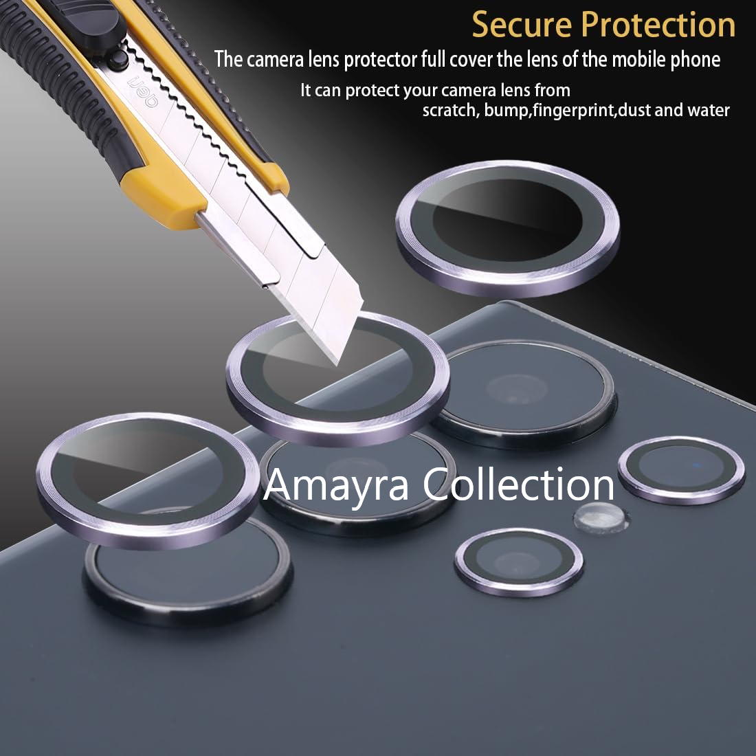 Picture of Samsung Galaxy S25 Ultra 5G 5-PCS Ring Camera Lens Protector 360 Degree Protection Camera Aluminium with Tempered Glass (Titanium Violet)
