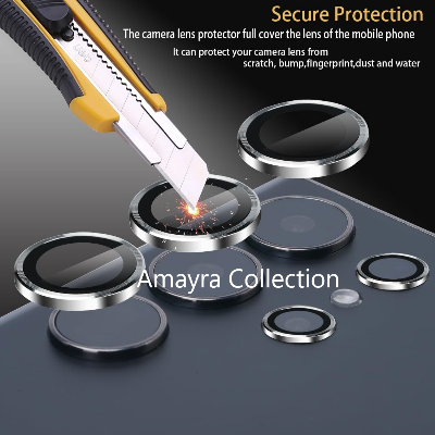 Picture of Samsung Galaxy S25 Ultra 5G 5-PCS Ring Camera Lens Protector 360 Degree Protection Camera Aluminium with Tempered Glass (Titanium White)
