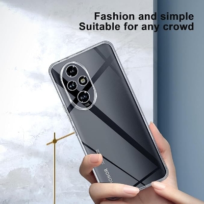 Picture of Honor 200 5G Silicone Clear Case Soft Flexible TPU Rubber Bumper Shockproof Corners Transparent Clear Back Cover