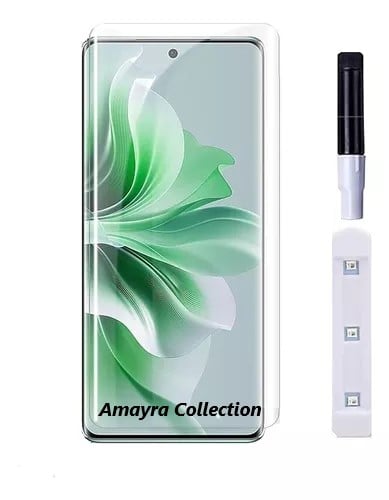 Picture of Oppo Reno3 Pro 5G / Oppo Reno 3 Pro 5G (A+ GRADE) Premium UV Tempered Glass Screen Protector Curved with Liquid Glue and UV Light -Transparent Clear