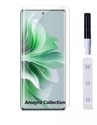 Picture of Oppo Reno3 Pro 5G / Oppo Reno 3 Pro 5G (A+ GRADE) Premium UV Tempered Glass Screen Protector Curved with Liquid Glue and UV Light -Transparent Clear
