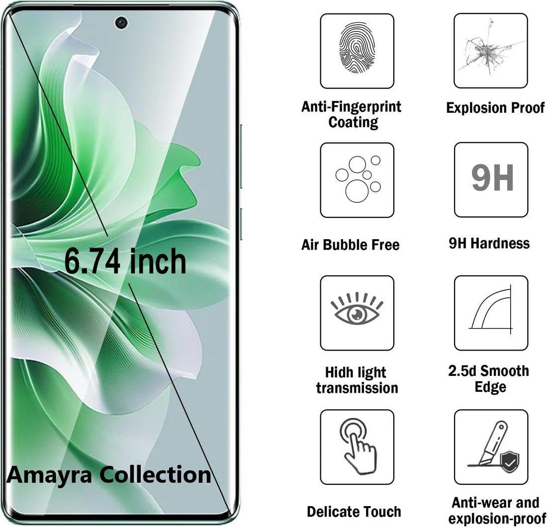 Picture of Oppo Reno9 Pro 5G / Oppo Reno 9 Pro 5G (A+ GRADE) Premium UV Tempered Glass Screen Protector Curved with Liquid Glue and UV Light -Transparent Clear