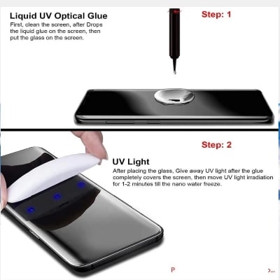 Picture of Oppo Reno6 Pro+ 5G / Oppo Reno 6 Pro Plus 5G (A+ GRADE) Premium UV Tempered Glass Screen Protector Curved with Liquid Glue and UV Light -Transparent Clear