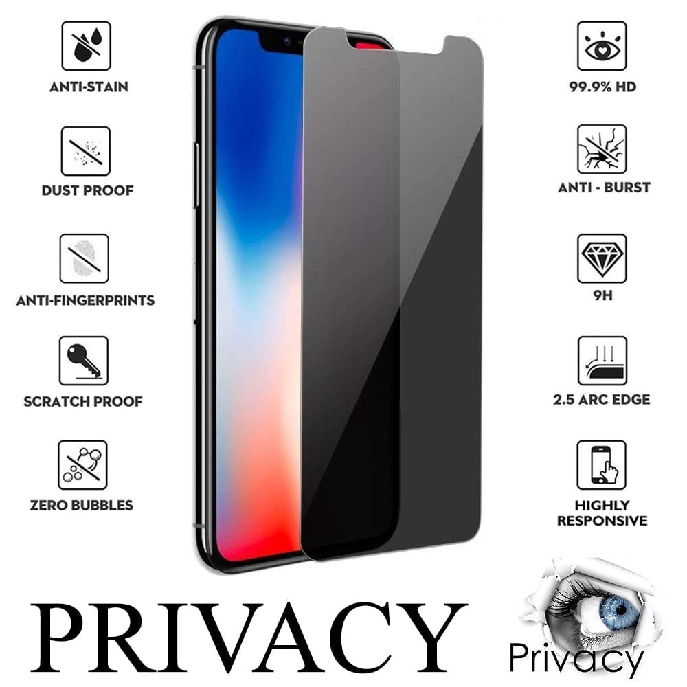 Picture of Apple iPhone Xs PREMIUM PRIVACY Tempered Glass Protective Film Screen Protector Anti-glare Privacy Glass