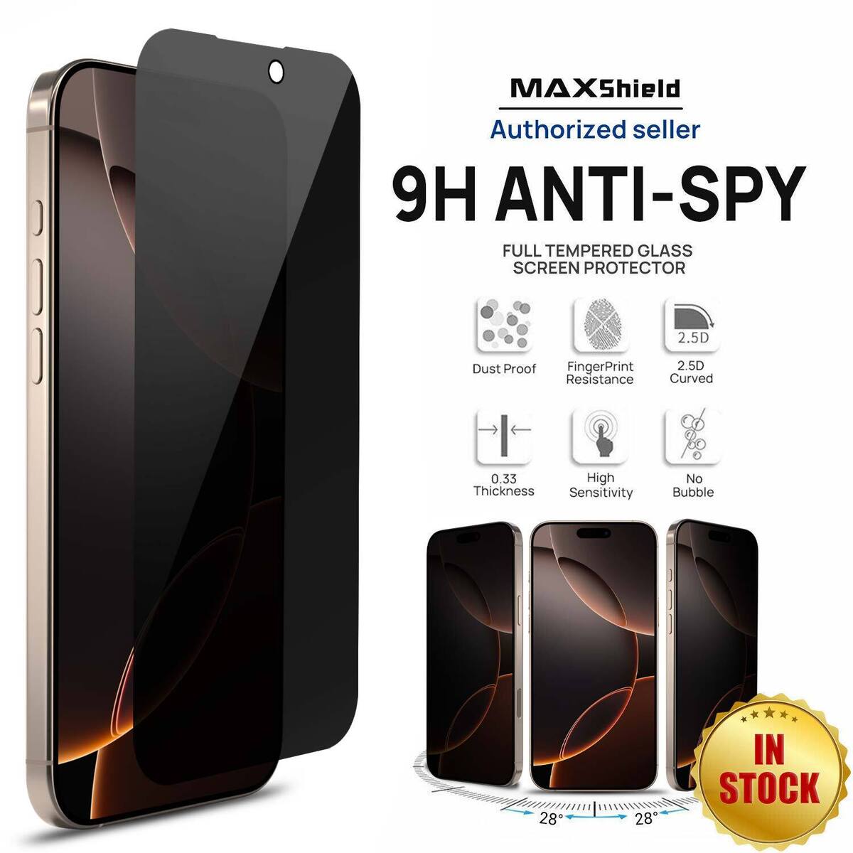 Picture of Apple iPhone 11 Pro PREMIUM PRIVACY Tempered Glass Protective Film Screen Protector Anti-glare Privacy Glass