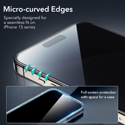 Picture of Apple iPhone 15 Pro PREMIUM PRIVACY Tempered Glass Protective Film Screen Protector Anti-glare Privacy Glass