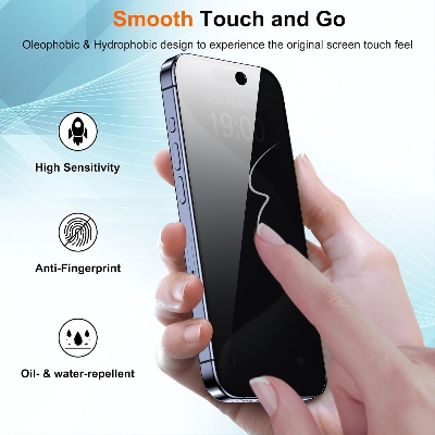 Picture of Apple iPhone 15 PREMIUM PRIVACY Tempered Glass Protective Film Screen Protector Anti-glare Privacy Glass