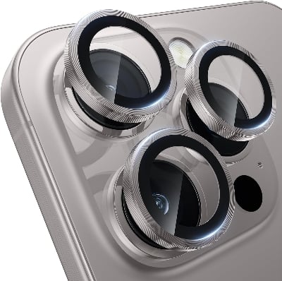 Picture of Apple iPhone 16 Pro Max Ring Camera Lens Protector 360 Degree Premium HD Protection Camera Aluminum Alloy Edge Tempered Glass [Installation Tray] [HD Clear] Camera Protector