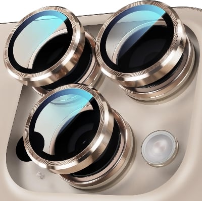 Picture of Apple iPhone 16 Pro Max Ring Camera Lens Protector 360 Degree Premium HD Protection Camera Aluminum Alloy Edge Tempered Glass [Installation Tray] [HD Clear] Camera Protector