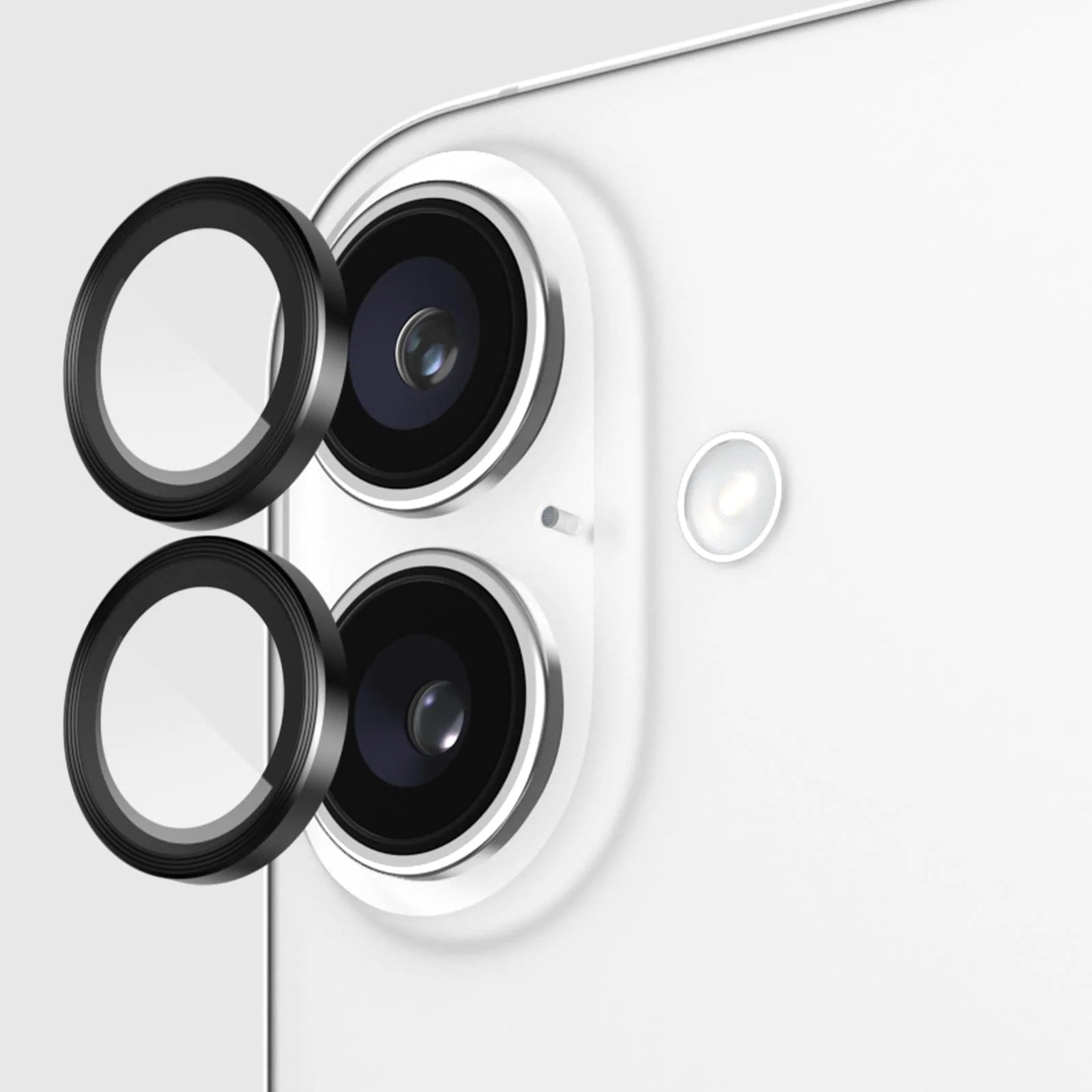 Picture of Apple iPhone 16 Ring Camera Lens Protector 360 Degree Premium HD Protection Camera Aluminum Alloy Edge Tempered Glass [Installation Tray] [HD Clear] Camera Protector