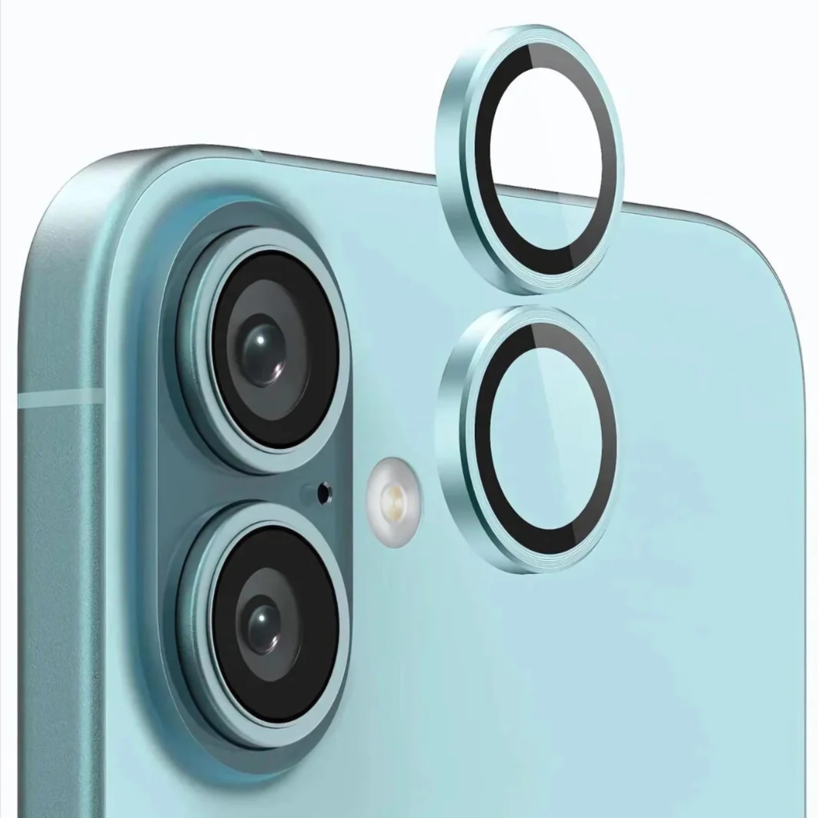 Picture of Apple iPhone 16 Ring Camera Lens Protector 360 Degree Premium HD Protection Camera Aluminum Alloy Edge Tempered Glass [Installation Tray] [HD Clear] Camera Protector