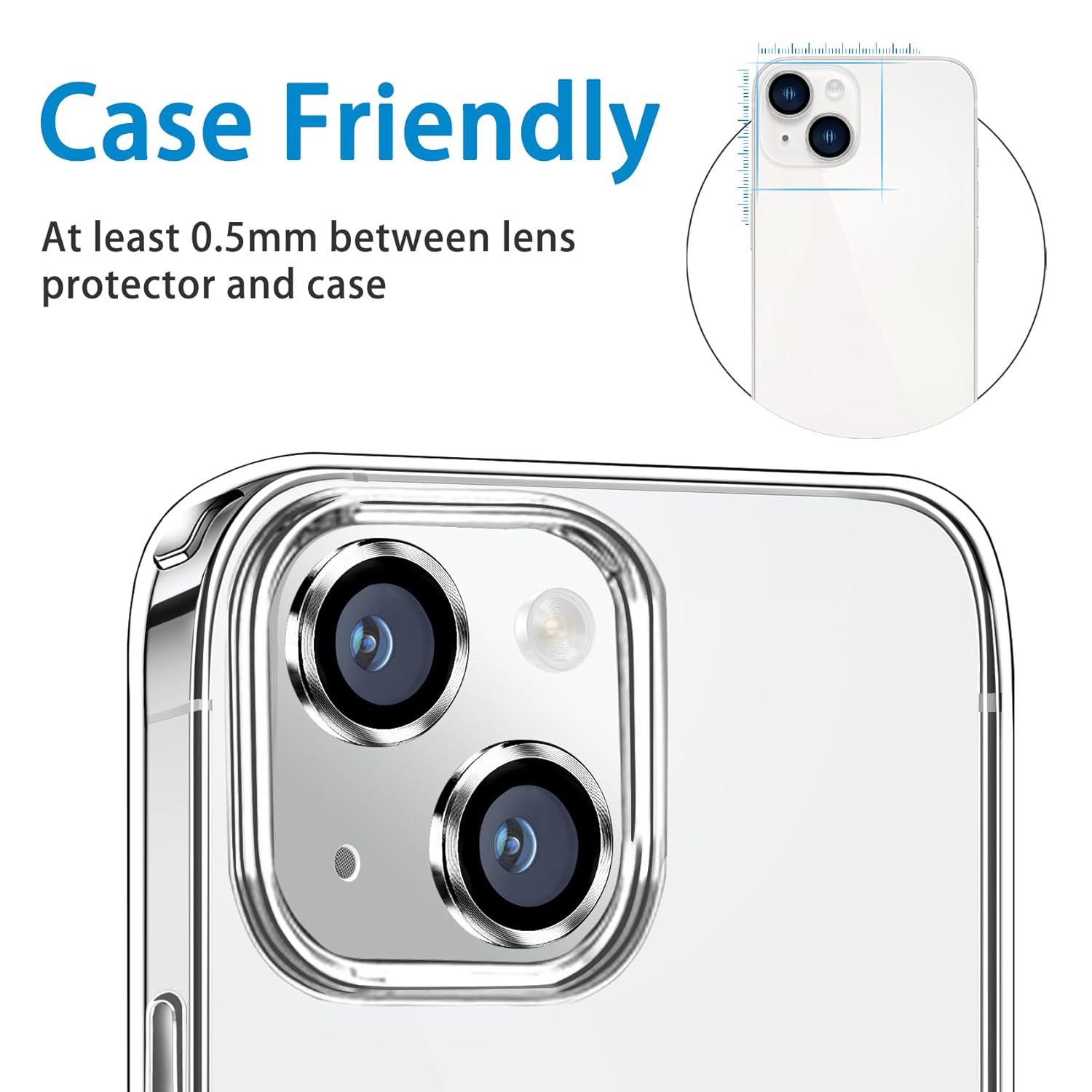Picture of Apple iPhone 15 Ring Camera Lens Protector 360 Degree Premium HD Protection Camera Aluminum Alloy Edge Tempered Glass [Installation Tray] [HD Clear] Camera Protector
