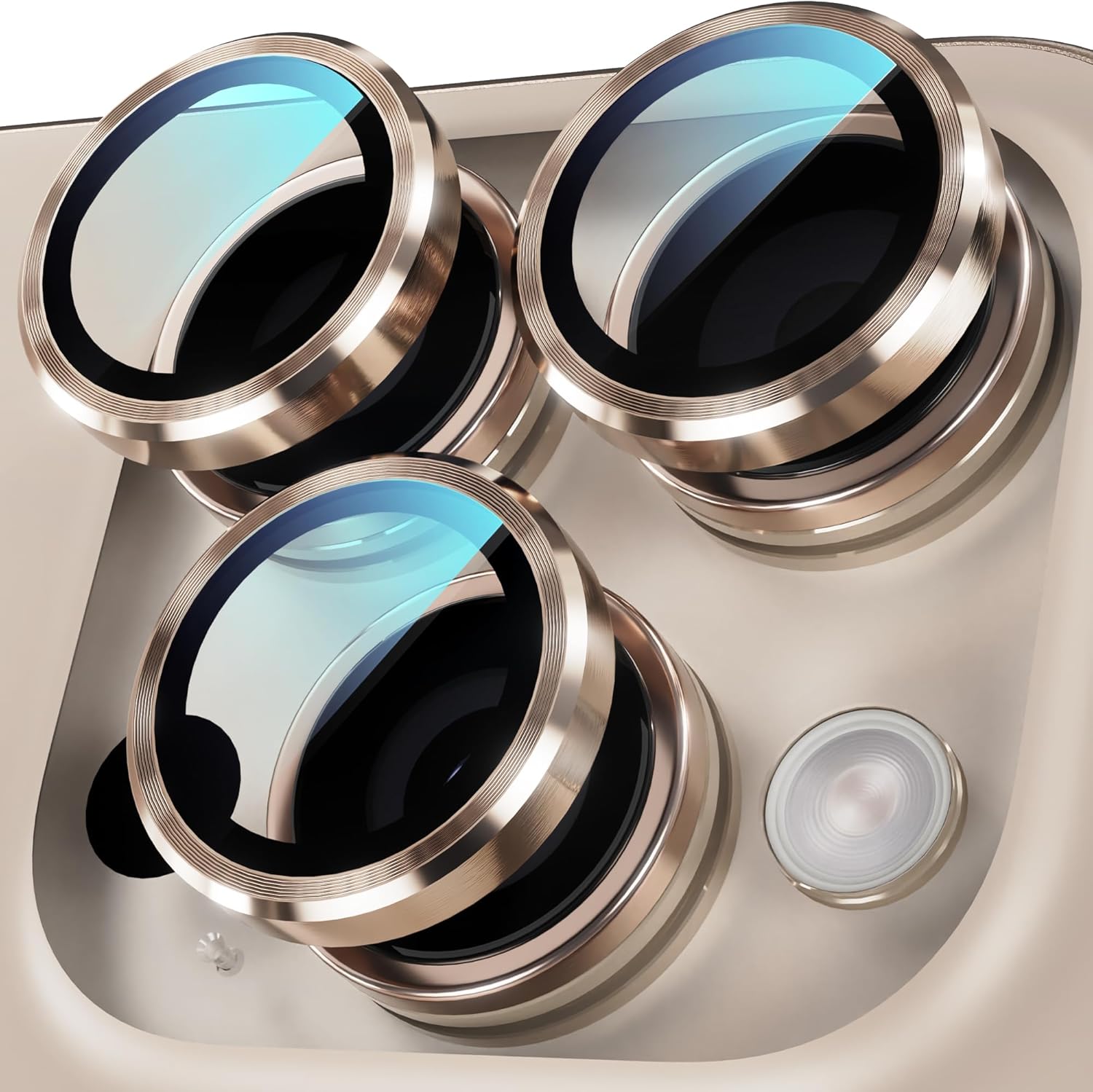 Picture of Apple iPhone 16 Pro Ring Camera Lens Protector 360 Degree Premium HD Protection Camera Aluminum Alloy Edge Tempered Glass [Installation Tray] [HD Clear] Camera Protector