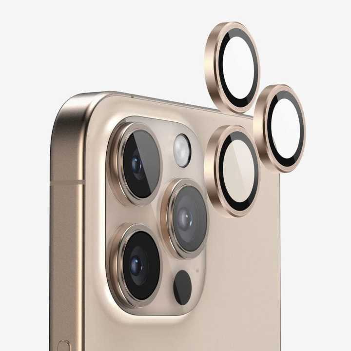 Picture of Apple iPhone 16 Pro Ring Camera Lens Protector 360 Degree Premium HD Protection Camera Aluminum Alloy Edge Tempered Glass [Installation Tray] [HD Clear] Camera Protector