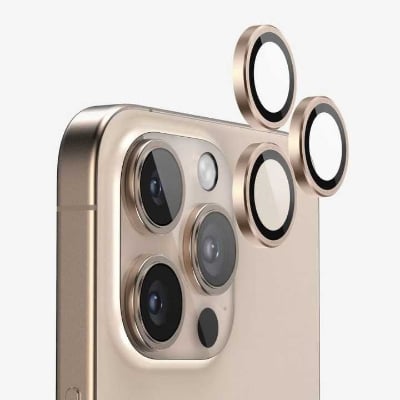 Picture of Apple iPhone 16 Pro Ring Camera Lens Protector 360 Degree Premium HD Protection Camera Aluminum Alloy Edge Tempered Glass [Installation Tray] [HD Clear] Camera Protector