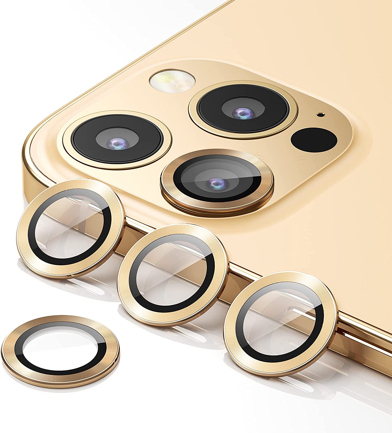 Picture of Apple iPhone 15 Pro Ring Camera Lens Protector 360 Degree Premium HD Protection Camera Aluminum Alloy Edge Tempered Glass [Installation Tray] [HD Clear] Camera Protector