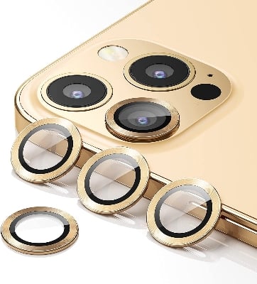 Picture of Apple iPhone 15 Pro Ring Camera Lens Protector 360 Degree Premium HD Protection Camera Aluminum Alloy Edge Tempered Glass [Installation Tray] [HD Clear] Camera Protector
